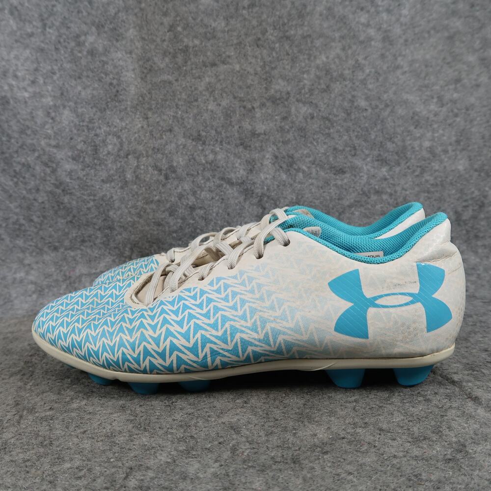 Under Armour Shoes Kids 2Y Soccer Cleats Athletic Sport Lace Up Blue White Youth - Picture 4 of 12